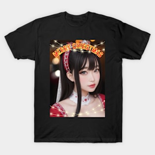 Merry Christmas Anime Girl Cosplay Xmas Cute Christmas Girl T-Shirt